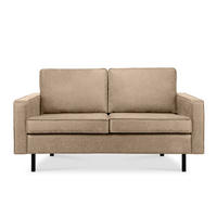 2-SITZER-SOFA INVIA Klassische-Stil mit Armlehnen, Lederoptik-Stoff, beige - Beige/Schwarz, Textil (164/87/98cm) - KONSIMO®