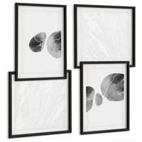 BILDER SET 4er Set - 50x50 cm & 40x60 cm Schwarzer Rahmen - Abstrakte Kunst, Farbspritzer - Schwarz, Kunststoff (50/50cm) - TULUP