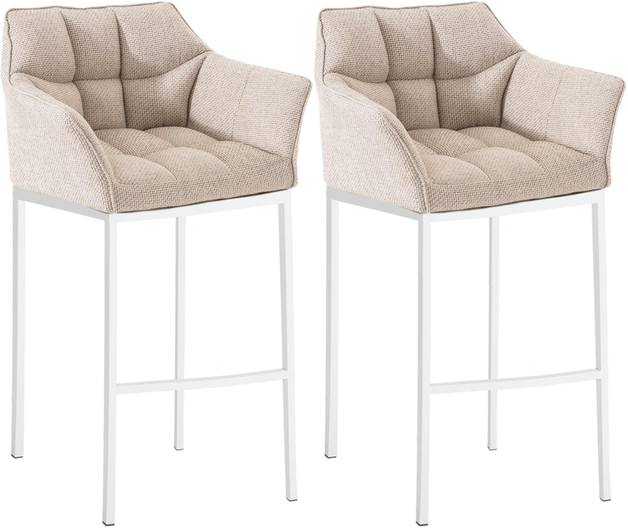 BARHOCKER 2er Set Stoff Elfenbein - Creme/Weiß, Textil/Metall (64/110/48cm) - CLP