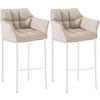 BARHOCKER 2er Set Stoff Elfenbein - Creme/Weiß, Textil/Metall (64/110/48cm) - CLP