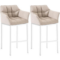BARHOCKER 2er Set Stoff Elfenbein - Creme/Weiß, Textil/Metall (64/110/48cm) - CLP