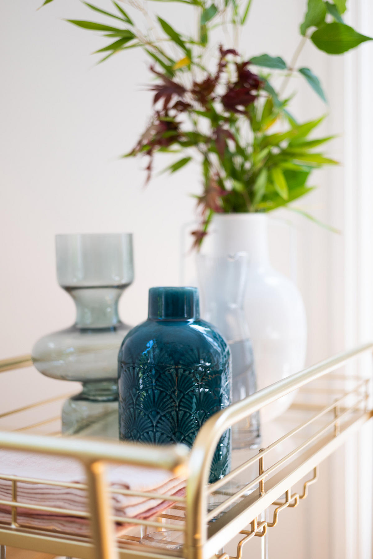 VINTAGE-VASE mit Verzierung 12,5/12,5/21 cm - Dunkelblau, Keramik (21cm) - Atmosphera Createur d´interieur