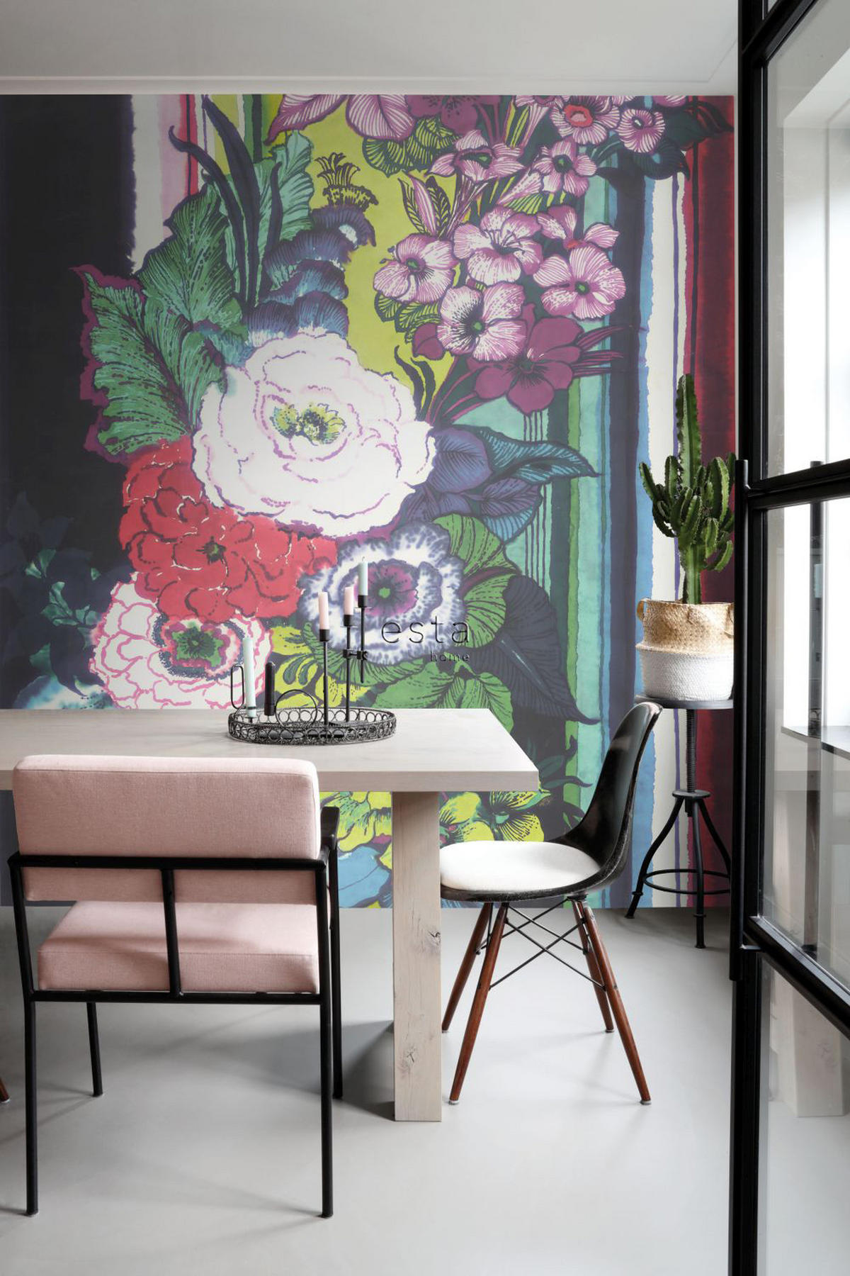 FOTOTAPETE Blumen 232.5 x 279 cm - Schwarz, Papier (232.5/279cm) - ESTAhome