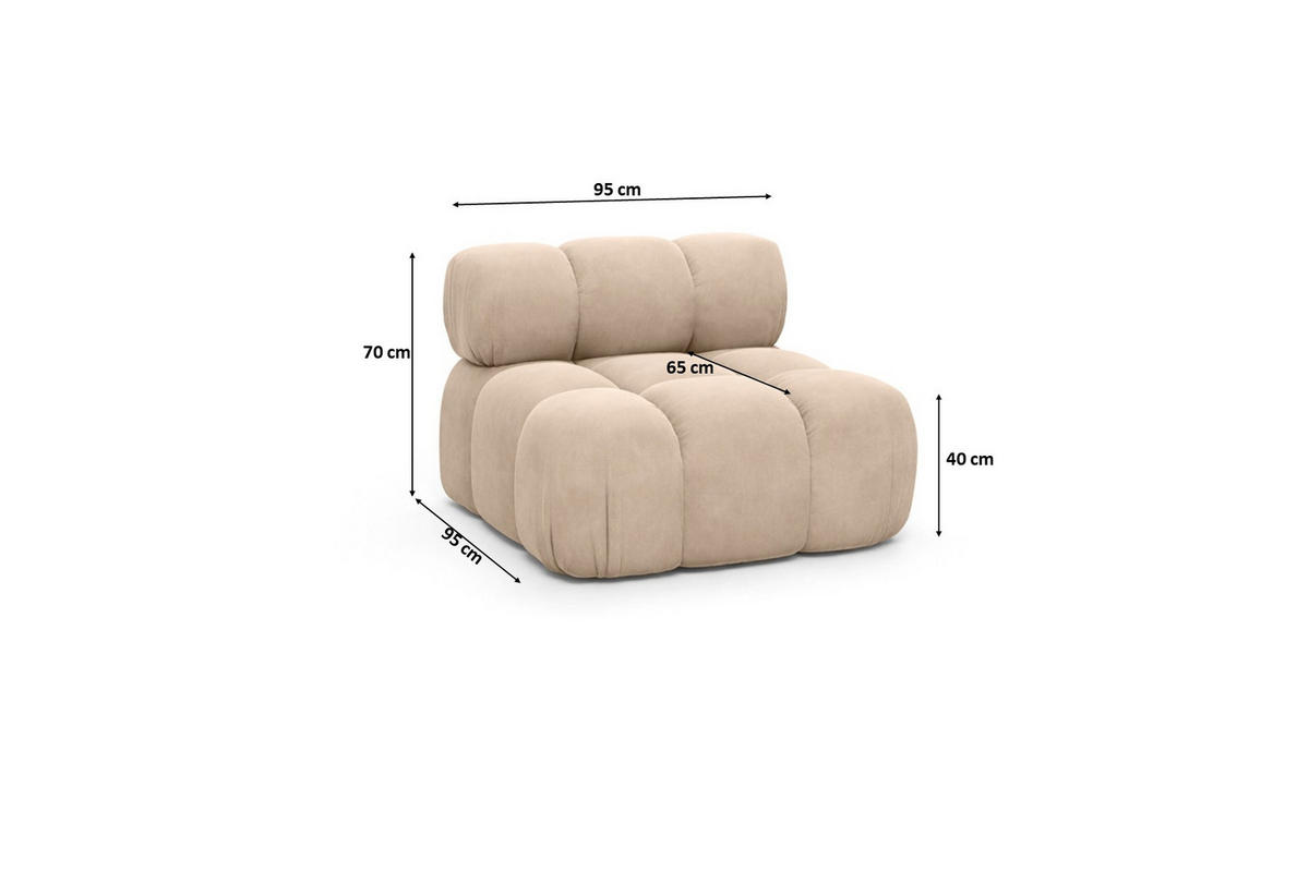 MODUL Mittig, Für Modulares System, Stoff Salvador, Beige, Selia - Beige, Holz (95/70/95cm) - Kaiser Möbel