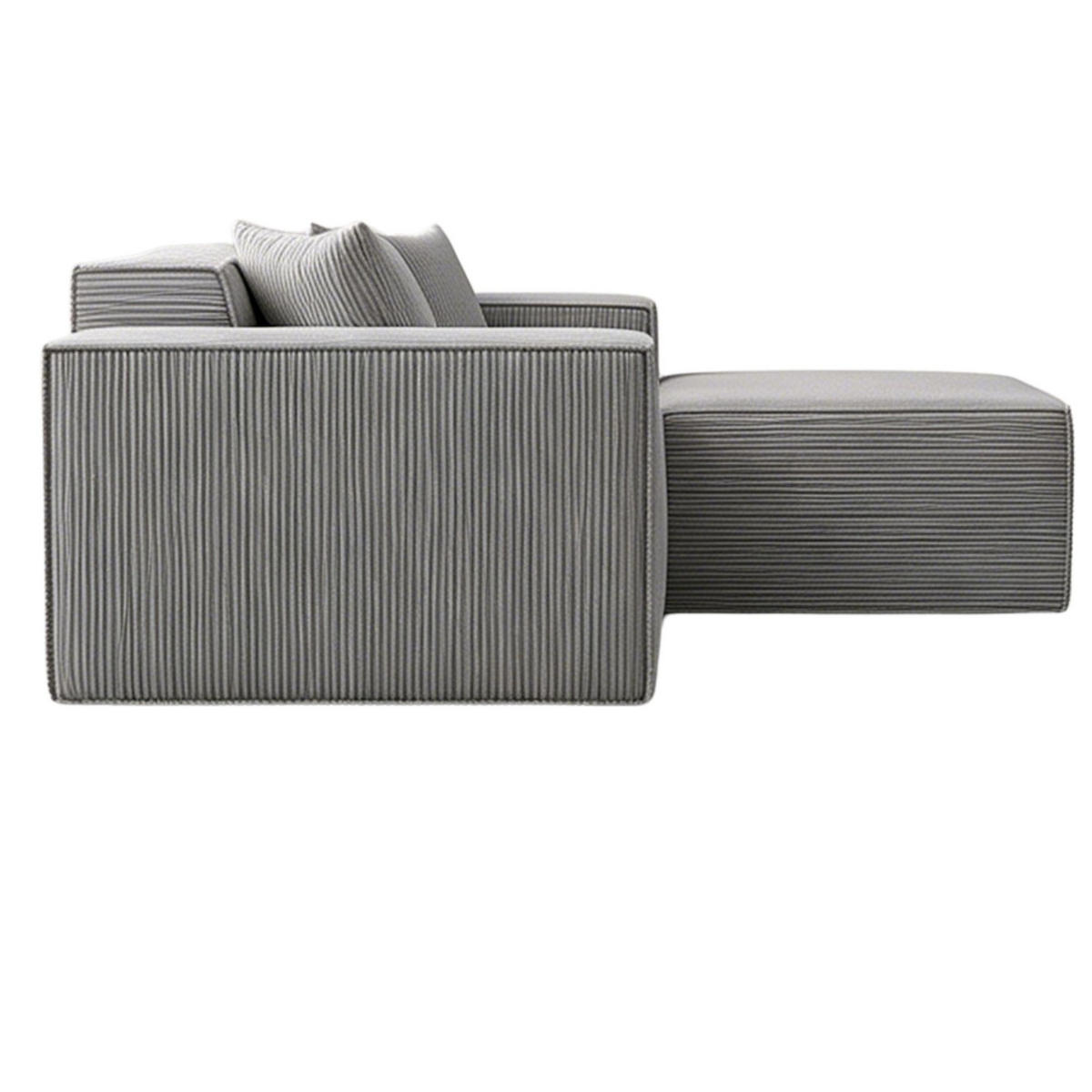 ECKSOFA cordstoff 279 cm flexibles design - Grau, Textil (279/165cm) - Urban Meuble