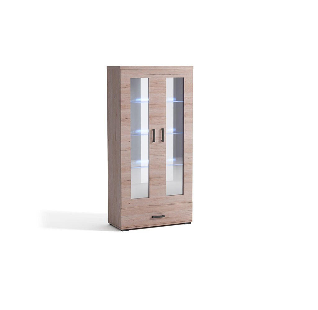 VITRINENSCHRANK LIVORNO 188 x 80 cm Eichefarben - Eichefarben, Holzwerkstoff (80/188/40cm) - MASSENO
