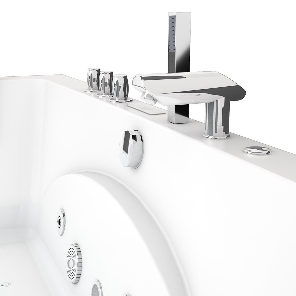 WHIRLPOOL Badewanne Eckwanne Wanne W81H-C-SC 180x90cm - Weiß, Glas/Kunststoff (90/55/180cm) - AcquaVapore by Sandra Jentho