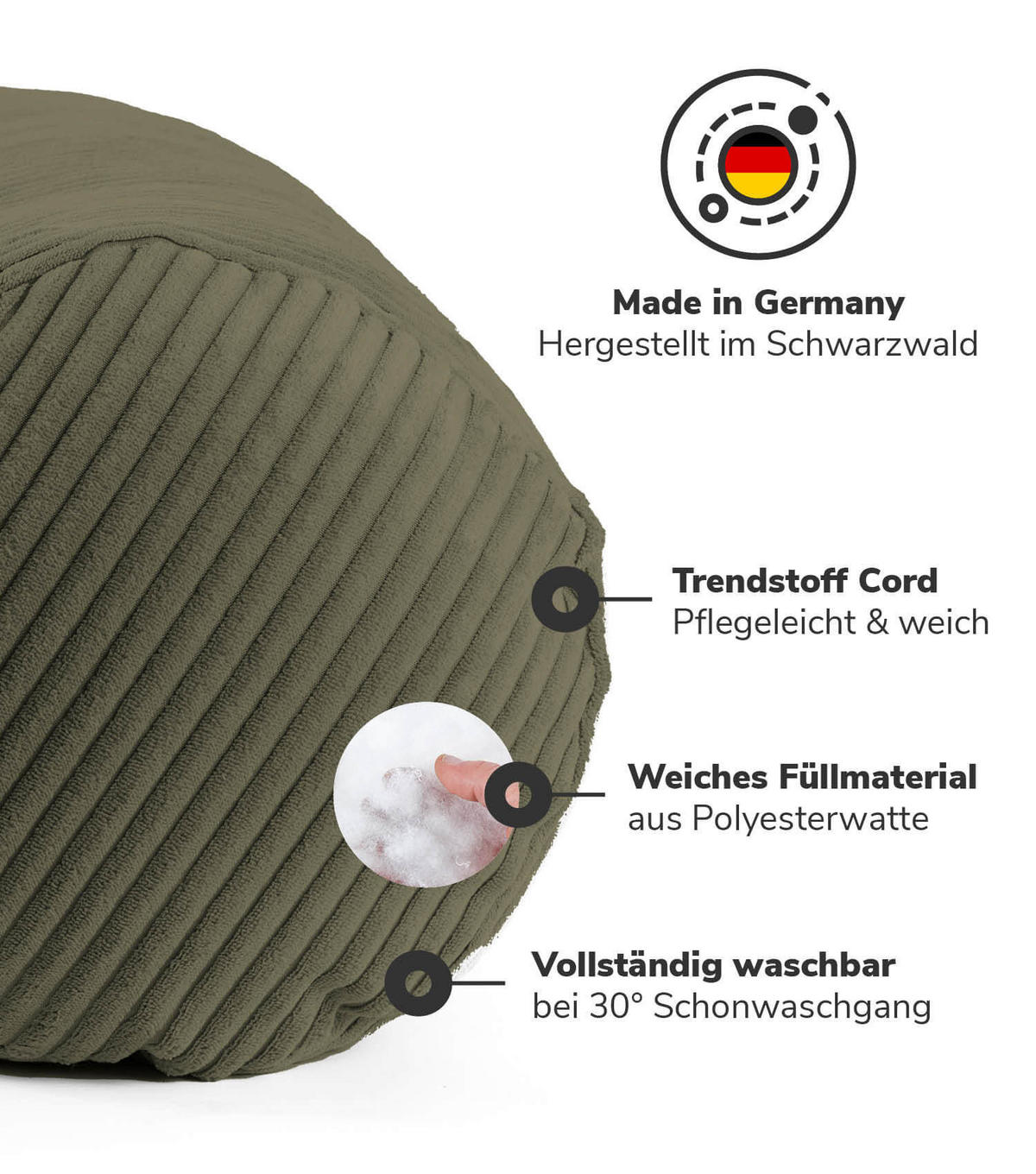 XXL NACKENROLLE Der Powernap - Grün, Textil (25/70cm) - Mokebo