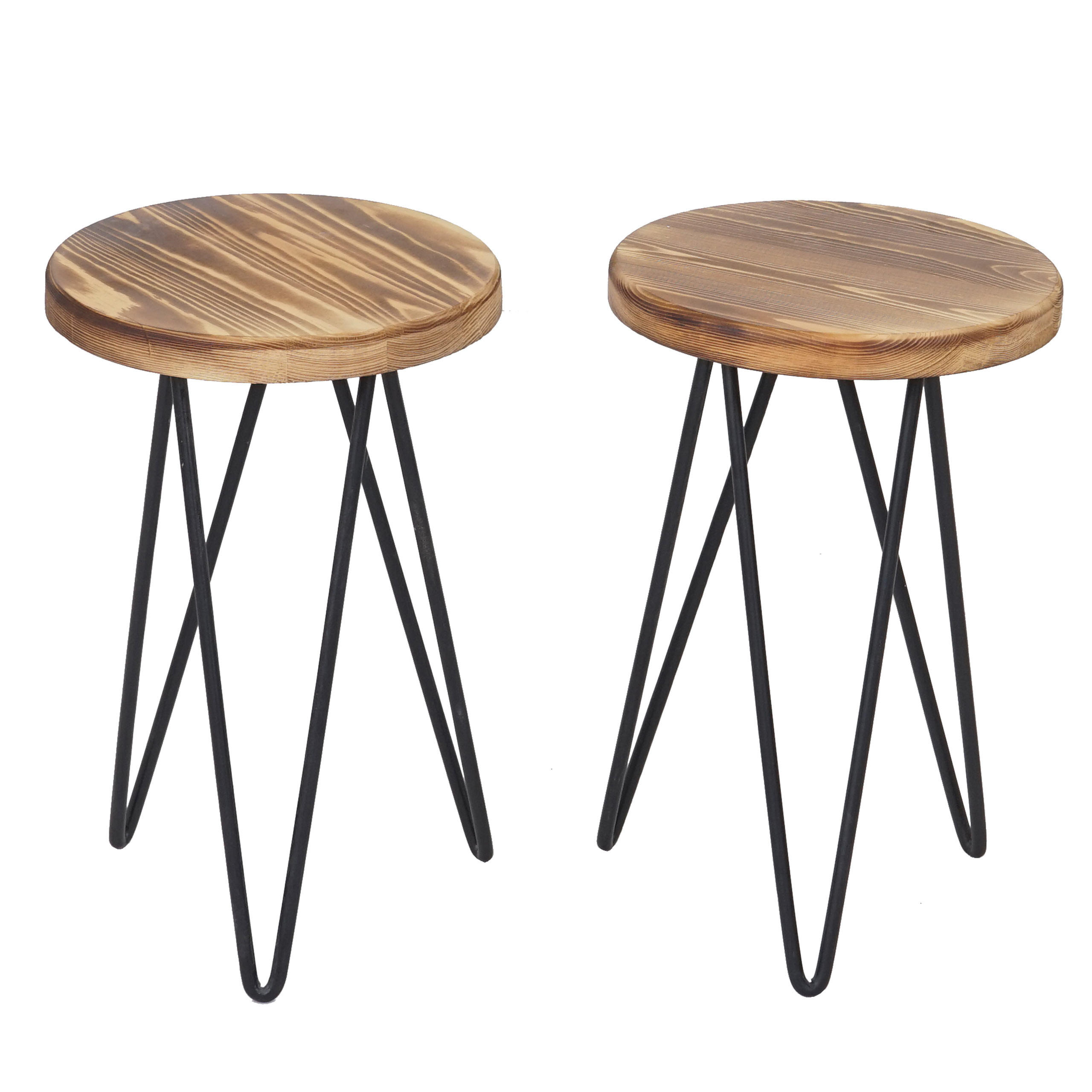 BEISTELLTISCH rund Braun, Schwarz 2er-Set - Schwarz/Braun, Holz (25/25/40cm) - MCW