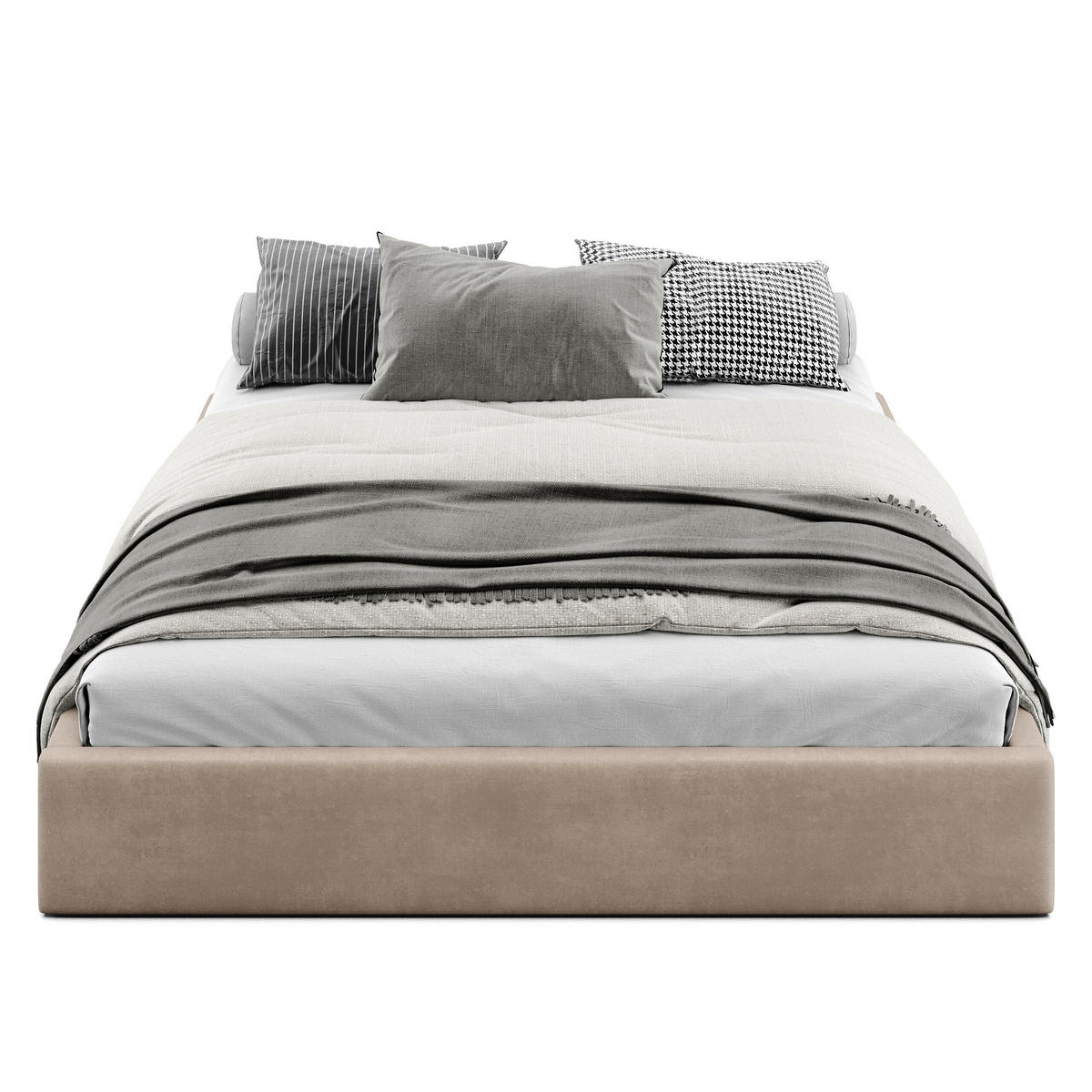 POLSTERBETT 180x200cm Bett mit Stauraum Lattenrost Beige - Beige, Holz/Holzwerkstoff (180/200cm) - Muralo
