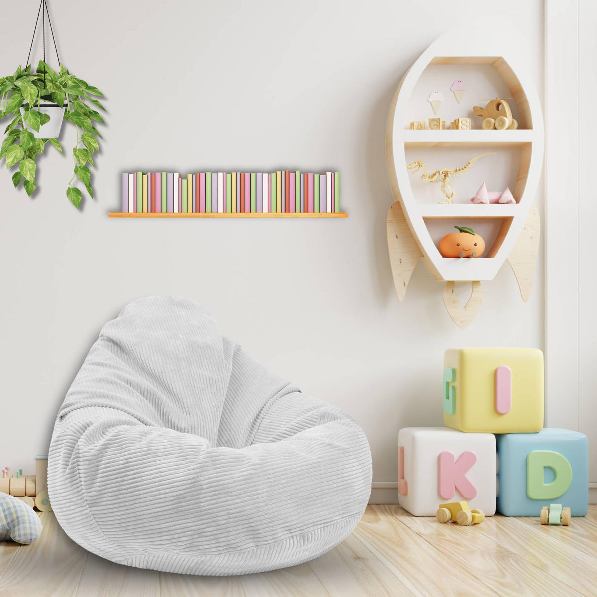 SITZSACK PARADISE MIT FUßSTÜTZE Kordsamt 2-tlg Storm Gray S - Hellgrau, Textil (70/70/70cm) - Dreamroots