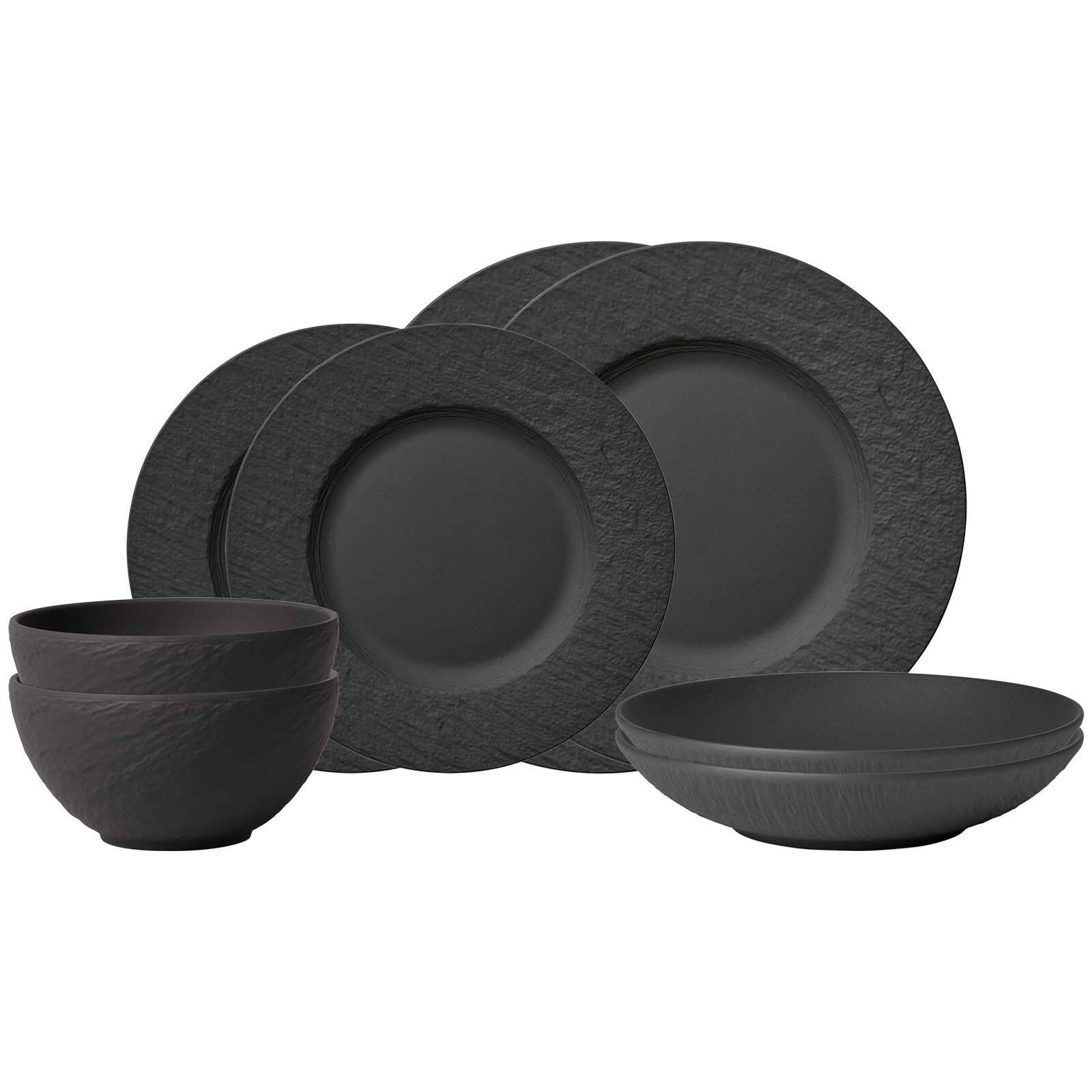 EINSTEIGER-SET Manufacture Rock schwarz 8er Set - Schwarz, Keramik (1/1/1cm) - Villeroy & Boch