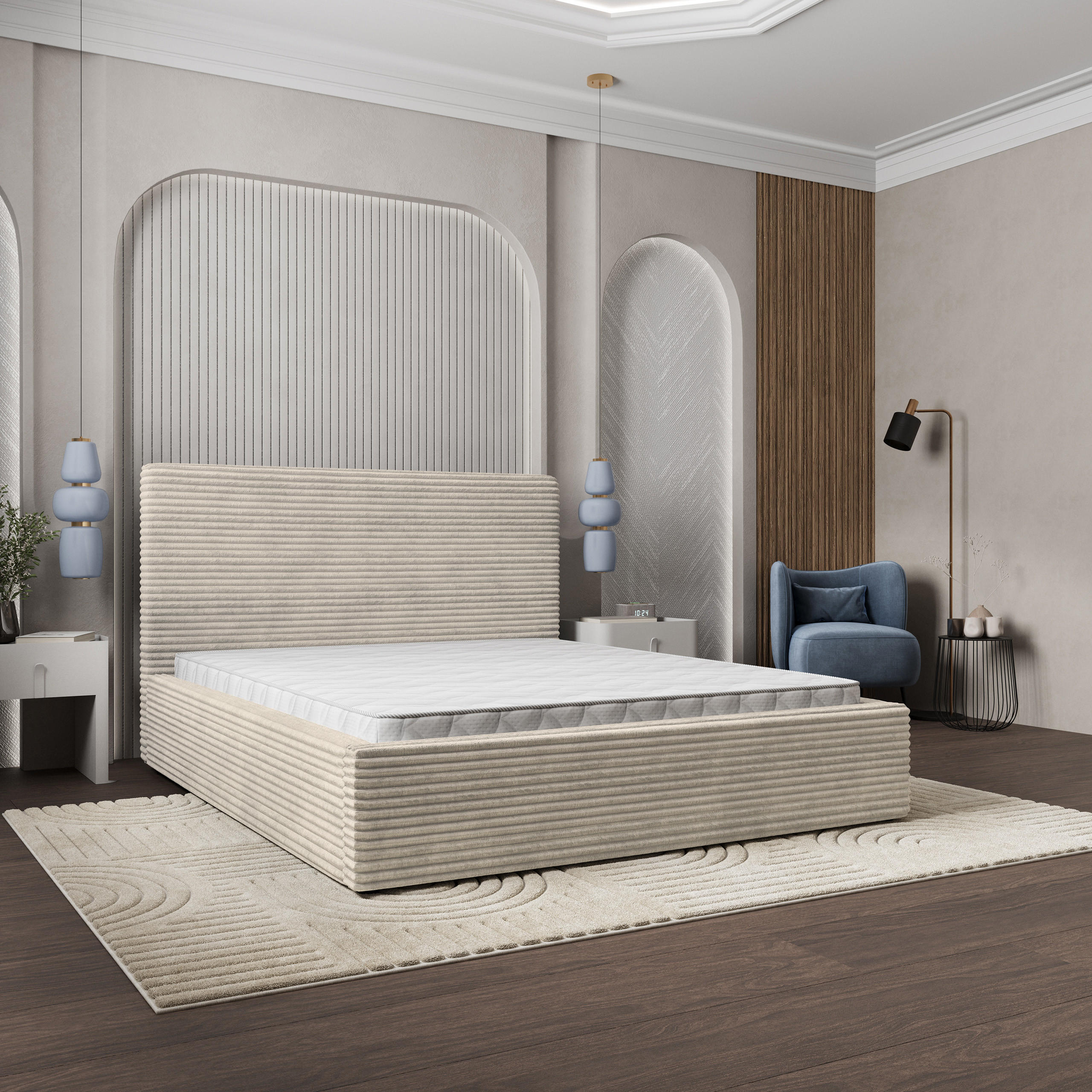 POLSTERBETT MIRETTI 160x200 cm mit Bettkästen - Creme - Creme, Holz (160/200cm) - MASSENO