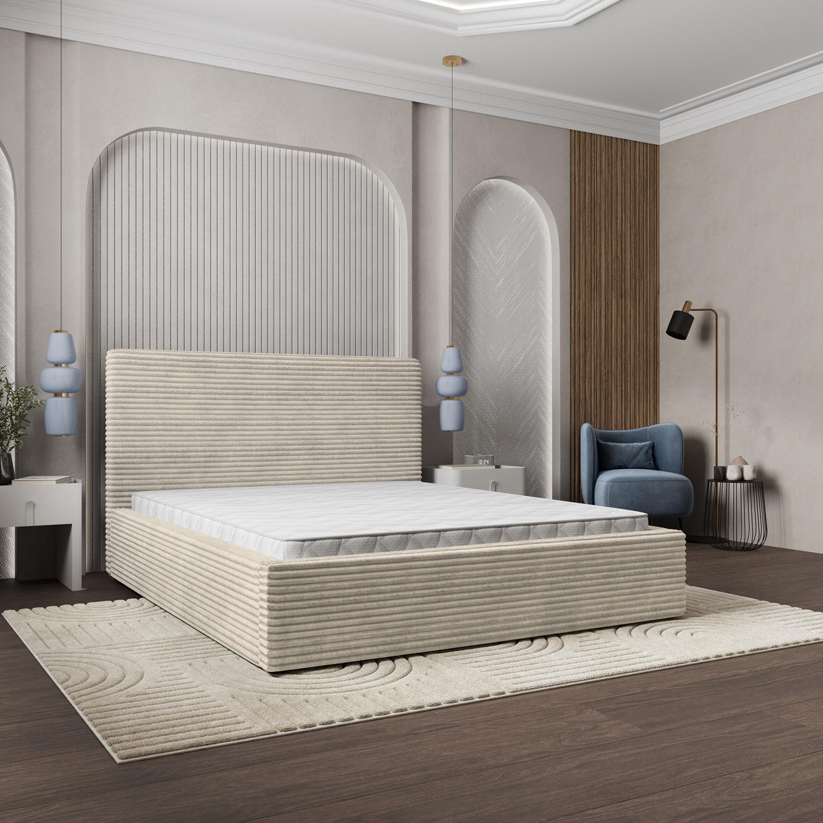 POLSTERBETT MIRETTI 140x200 cm mit Bettkästen - Creme - Creme, Holz (140/200cm) - MASSENO