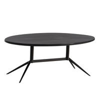 COUCHTISCH Oval in Schwarz aus Mango Massivholz und Metall, 90x50x35 cm mit natürlicher Holzmaserung - Schwarz, Holz/Metall (50/90/35cm) - KADIMA DESIGN