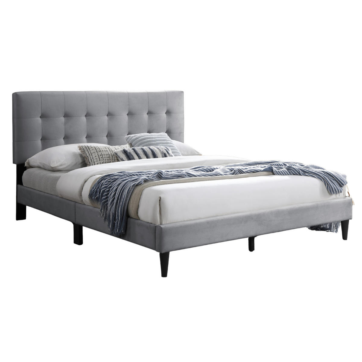 POLSTERBETT mit Lattenrost 140x200 cm Grau - Grau, Textil (140/200cm) - Home Collective