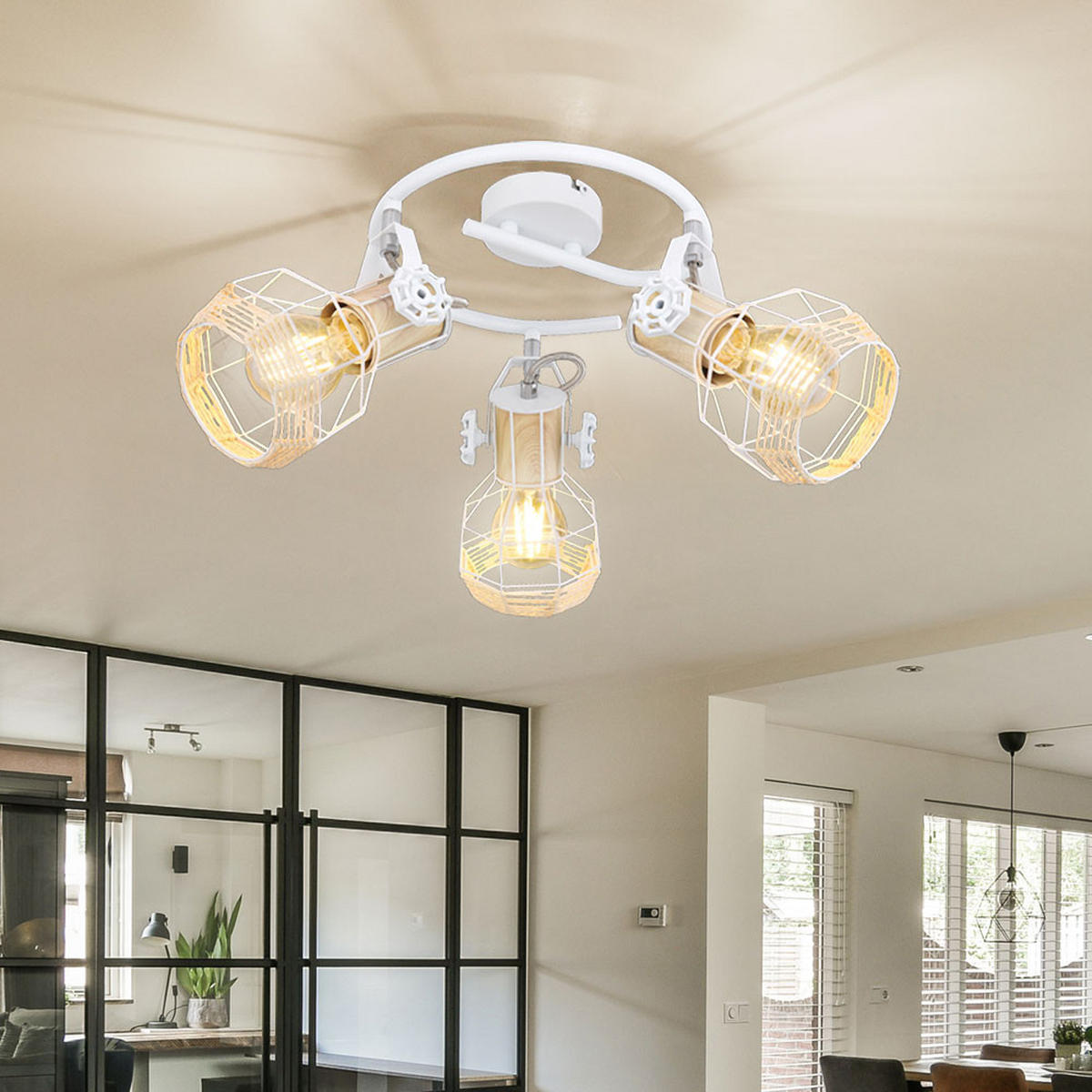 DECKENLEUCHTE Metall Weiß verstellbar - Weiß, Metall (25/25/20cm) - Globo Lighting