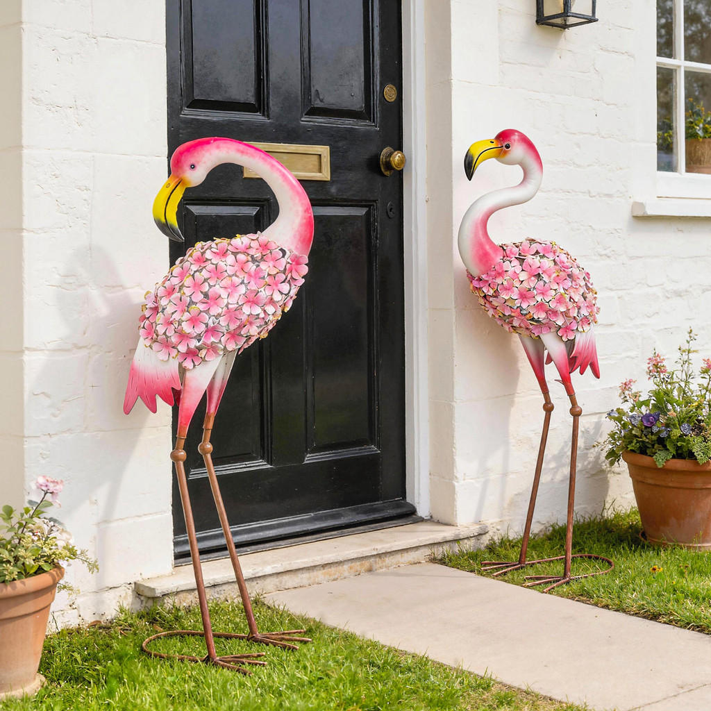 Thumbnail - Outsunny Gartendeko-Set, Rot, Metall, 19x83x28 cm, Dekoration, Skulpturen & Dekoobjekte, Dekotiere