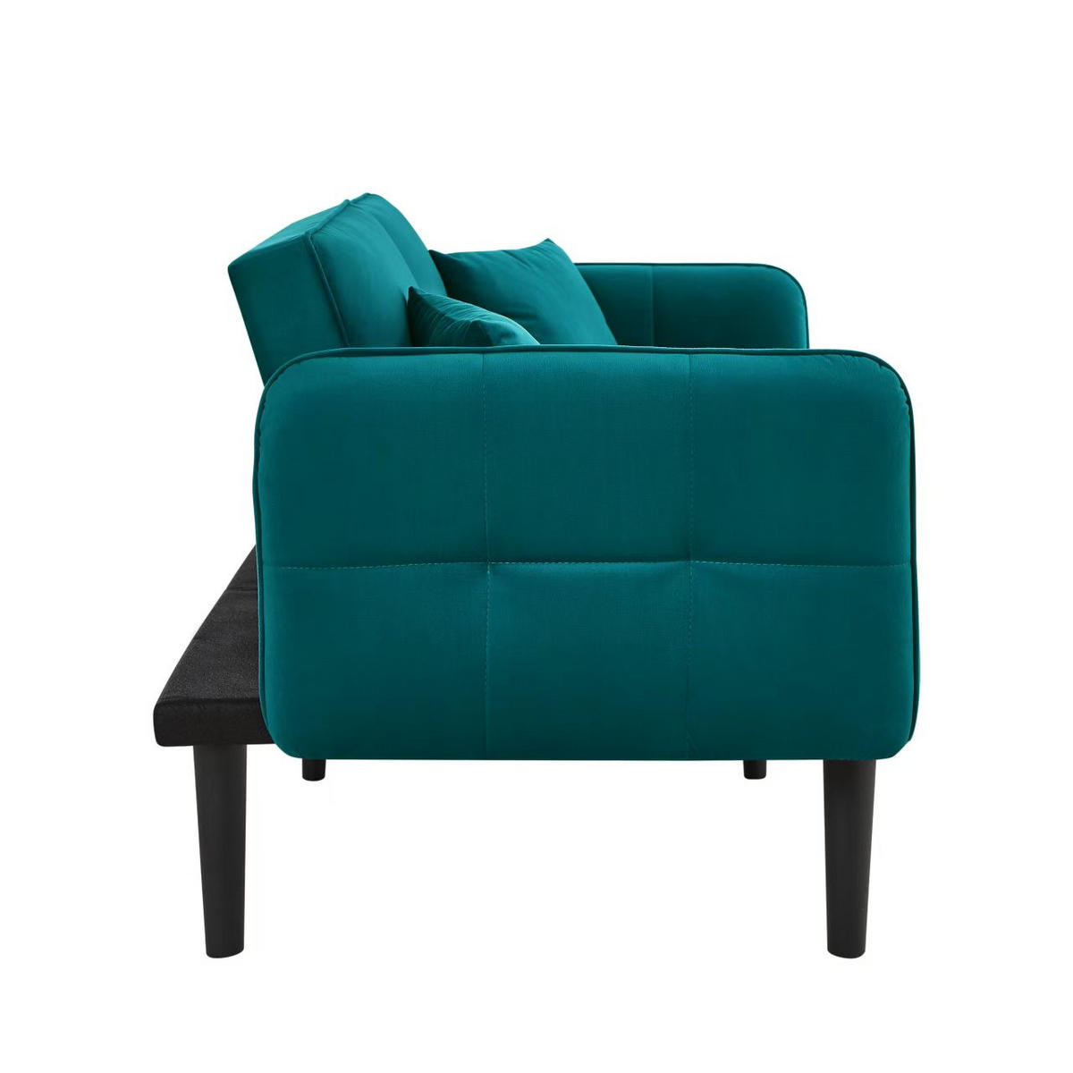 SCHLAFSOFA 176/78/76 cm Antikes Blaugrün Samt mit klappbaren Armlehnen - Petrol, Textil (176/76/78cm) - Oxeza