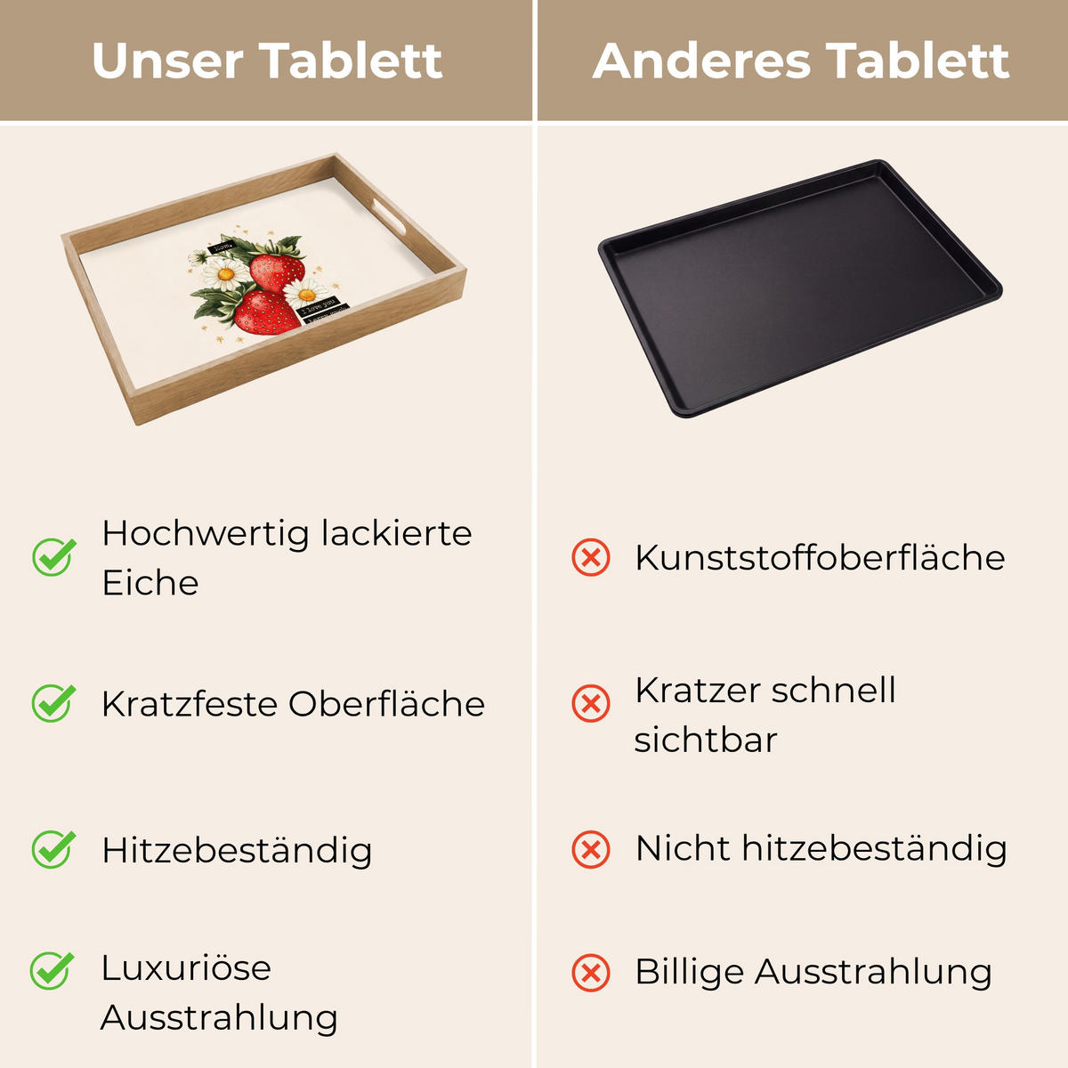 TABLETT - Erdbeeren - Gänseblümchen - Zitat - Sterne - 50x35 cm - Multicolor, Holz (50/5/5cm) - OnlyWow