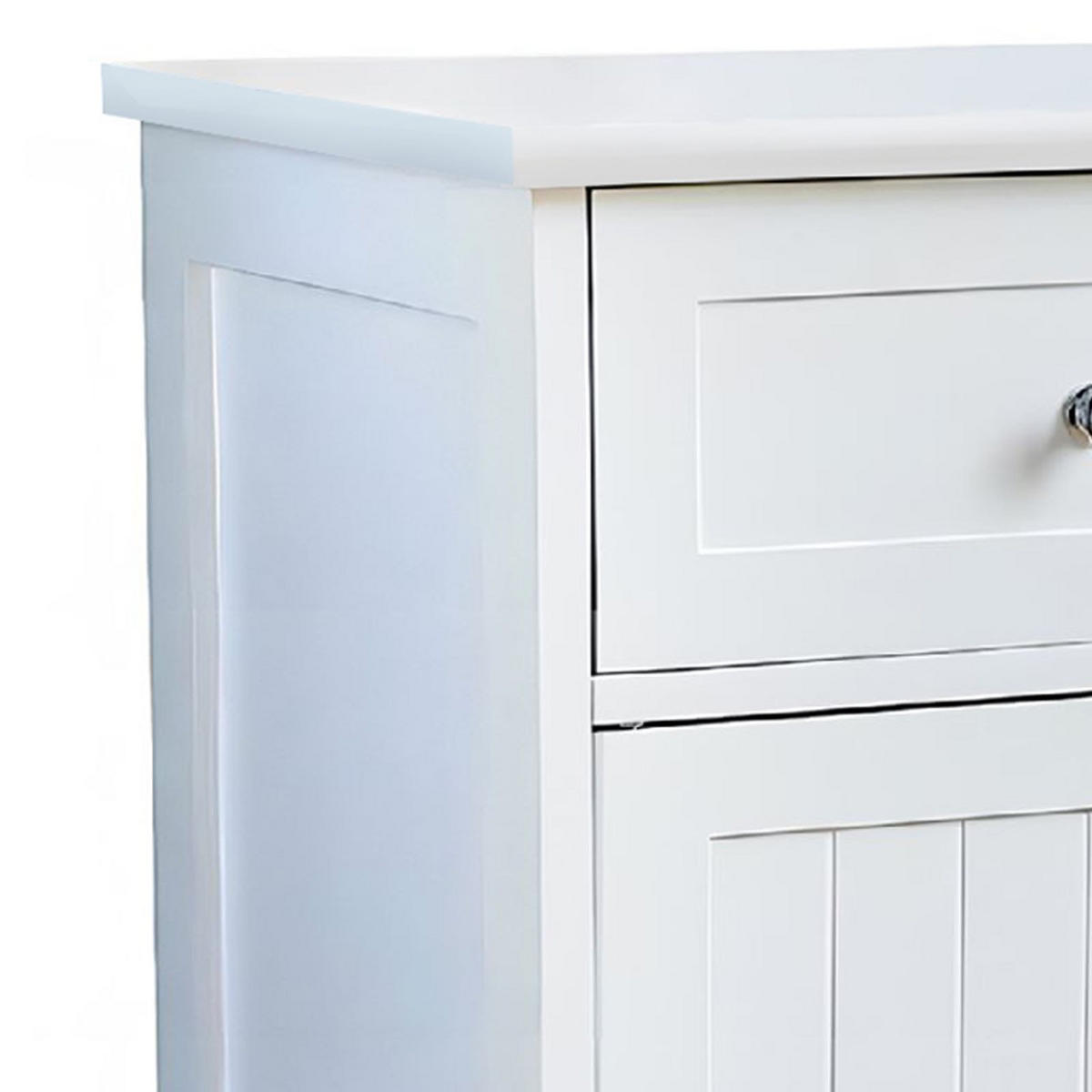 BADZIMMERSCHRANK Weiß 42 x 34 x 76 cm mit Schublade und Tür - Weiß, Holzwerkstoff/Metall (42/76/34cm) - Begryf
