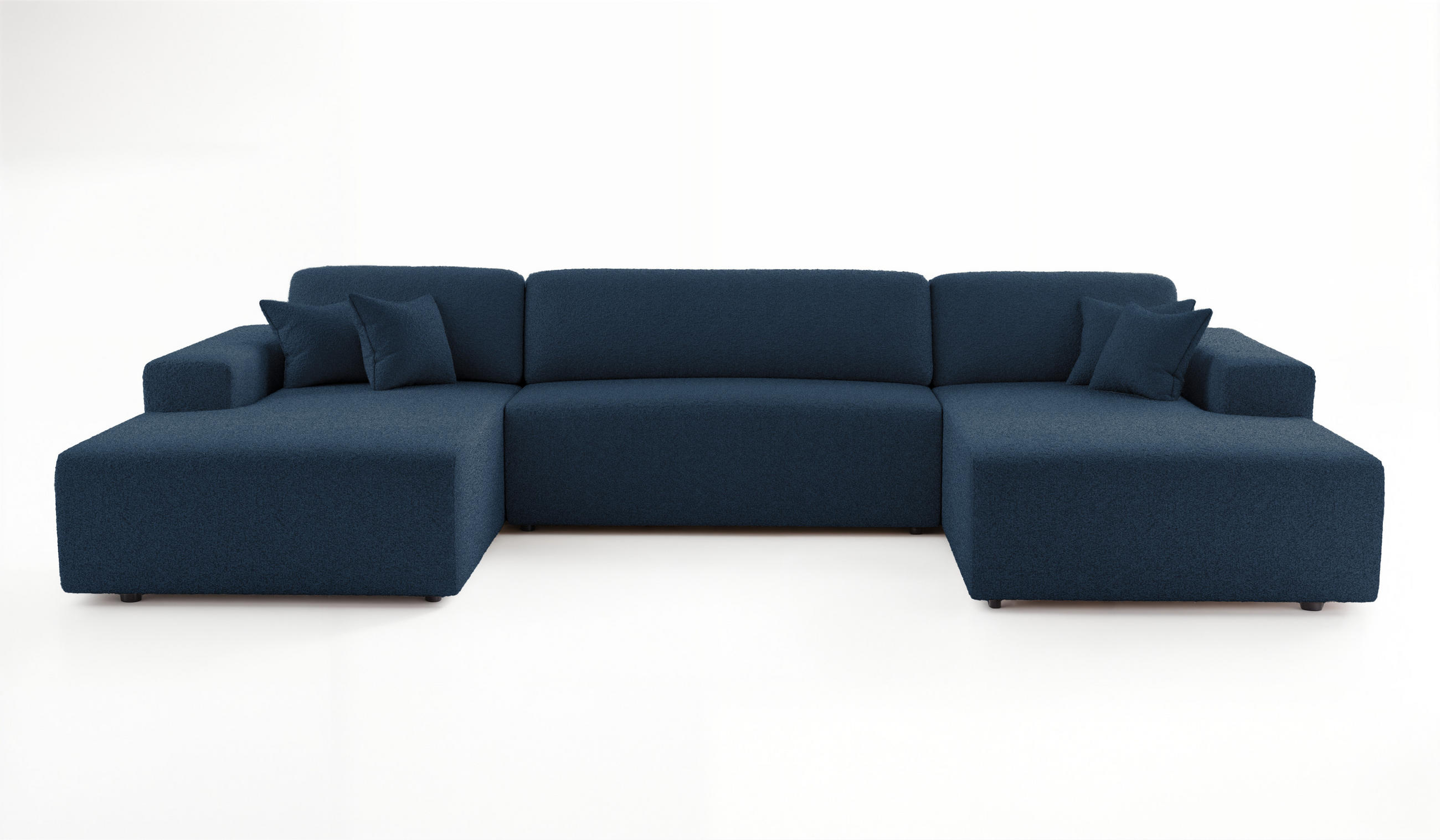 WOHNLANDSCHAFT PULA-U BOUCLE mit Schlaffunktion & Stauraum Blau - Blau, Textil (364/84/187cm) - Luxkor24