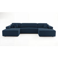 WOHNLANDSCHAFT PULA-U BOUCLE mit Schlaffunktion & Stauraum Blau - Blau, Textil (364/84/187cm) - Luxkor24