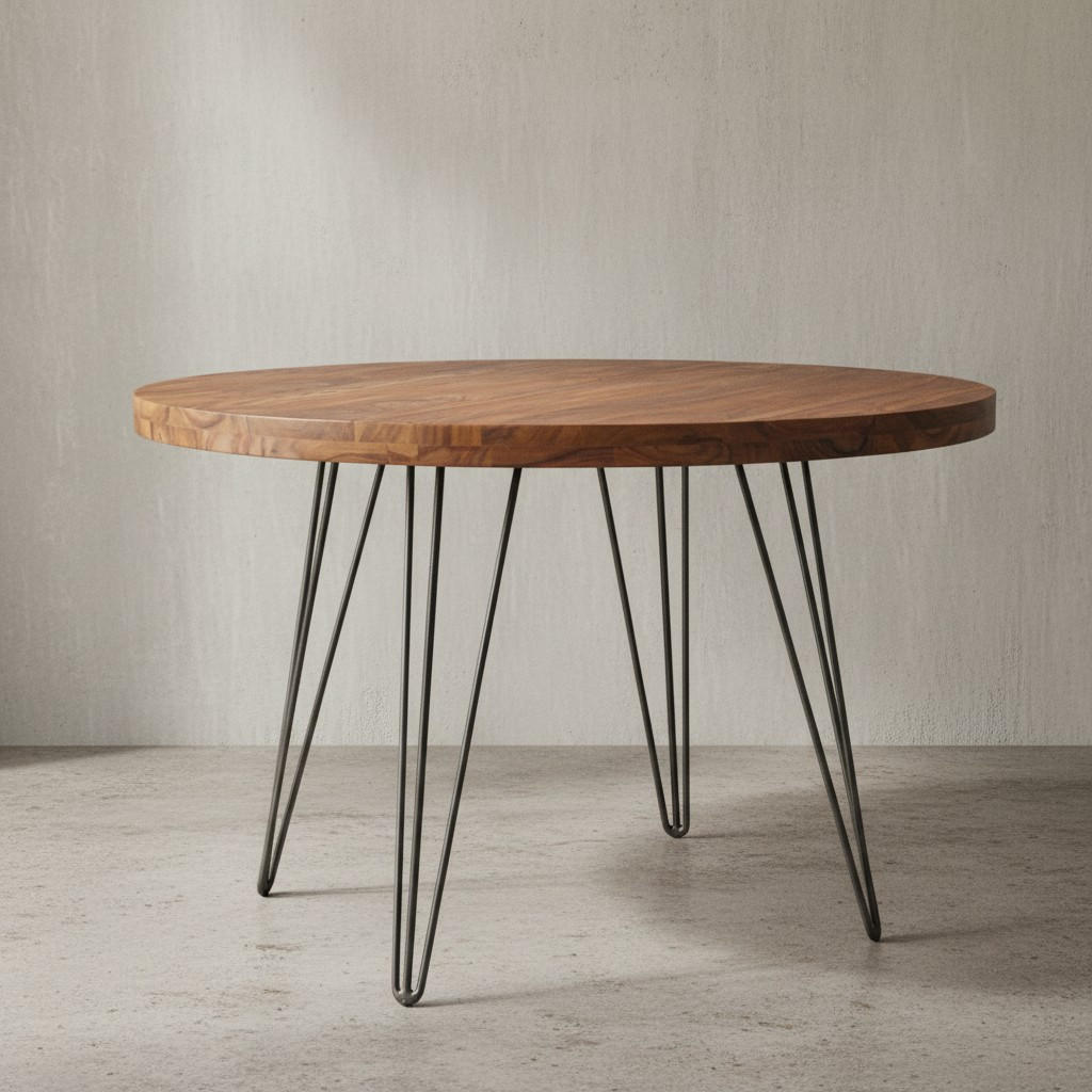 ESSZIMMERTISCH – Rund Massivholz 120 cm Landhausstil - Schwarz/Braun, Holz/Metall (73/120/78cm) - KADIMA DESIGN