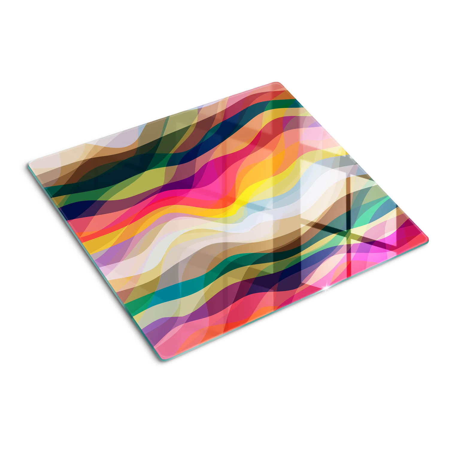 GLASPLATTE 60x52 cm Abstrakte Wellen - Schwarz, Glas (60/0.4/52cm) - TULUP