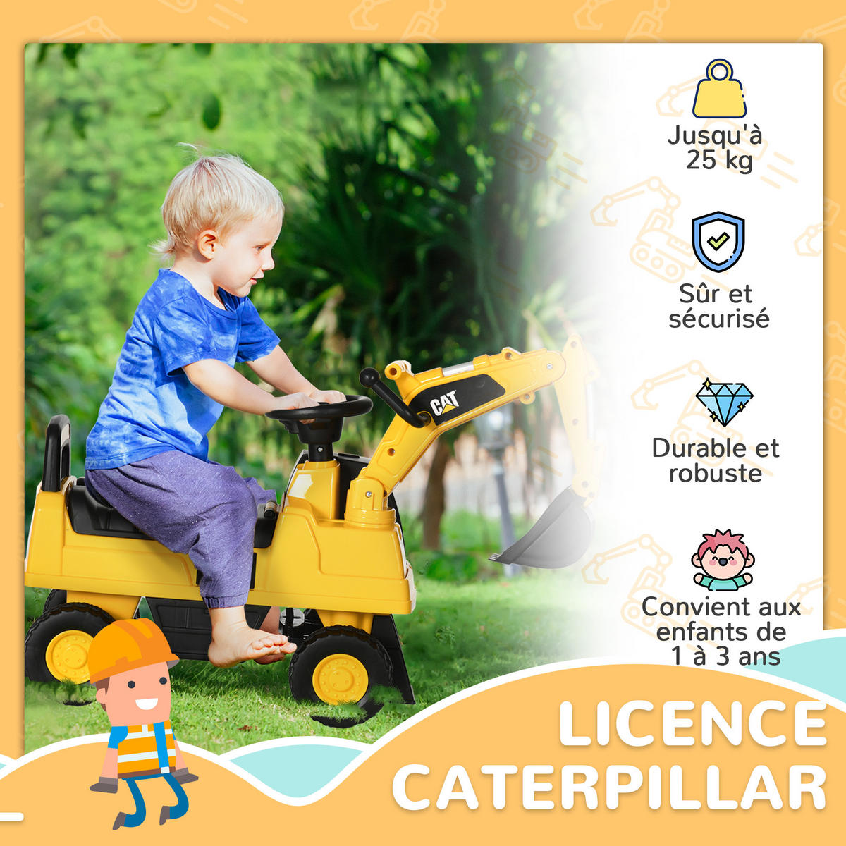 KINDERBAGGER DE-13110 manuelle Schaufel Gelb - Gelb, Kunststoff (85/27.5/47.5cm) - ComfortXL