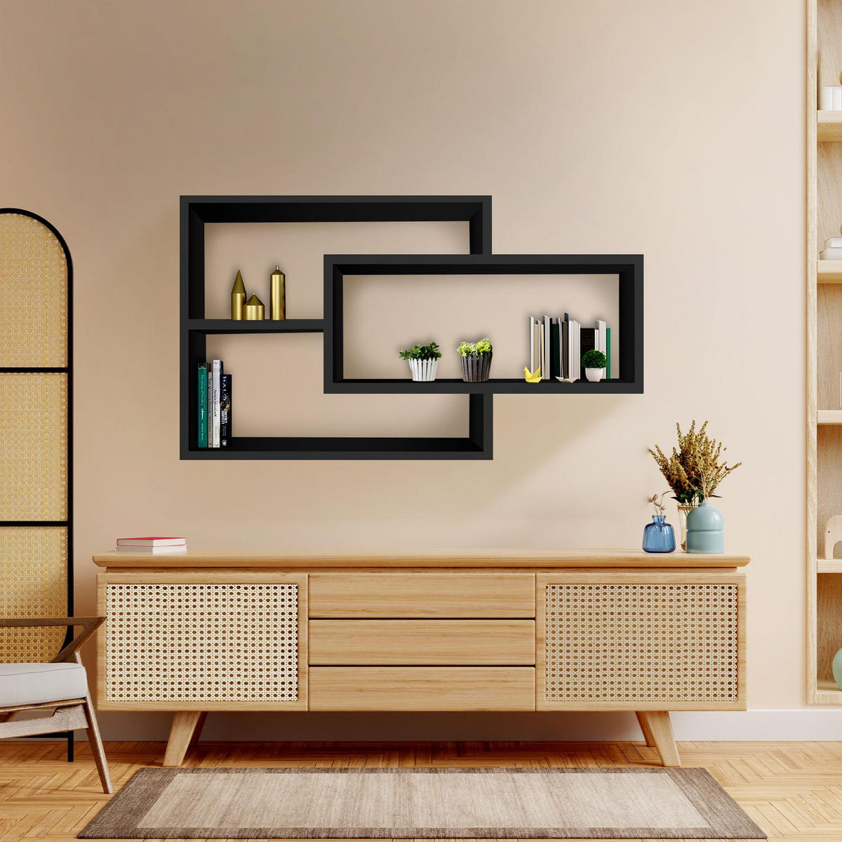 SCHWEBEREGAL KARO Natur - Naturfarben, Holzwerkstoff (20/59/104cm) - Mein-Regal