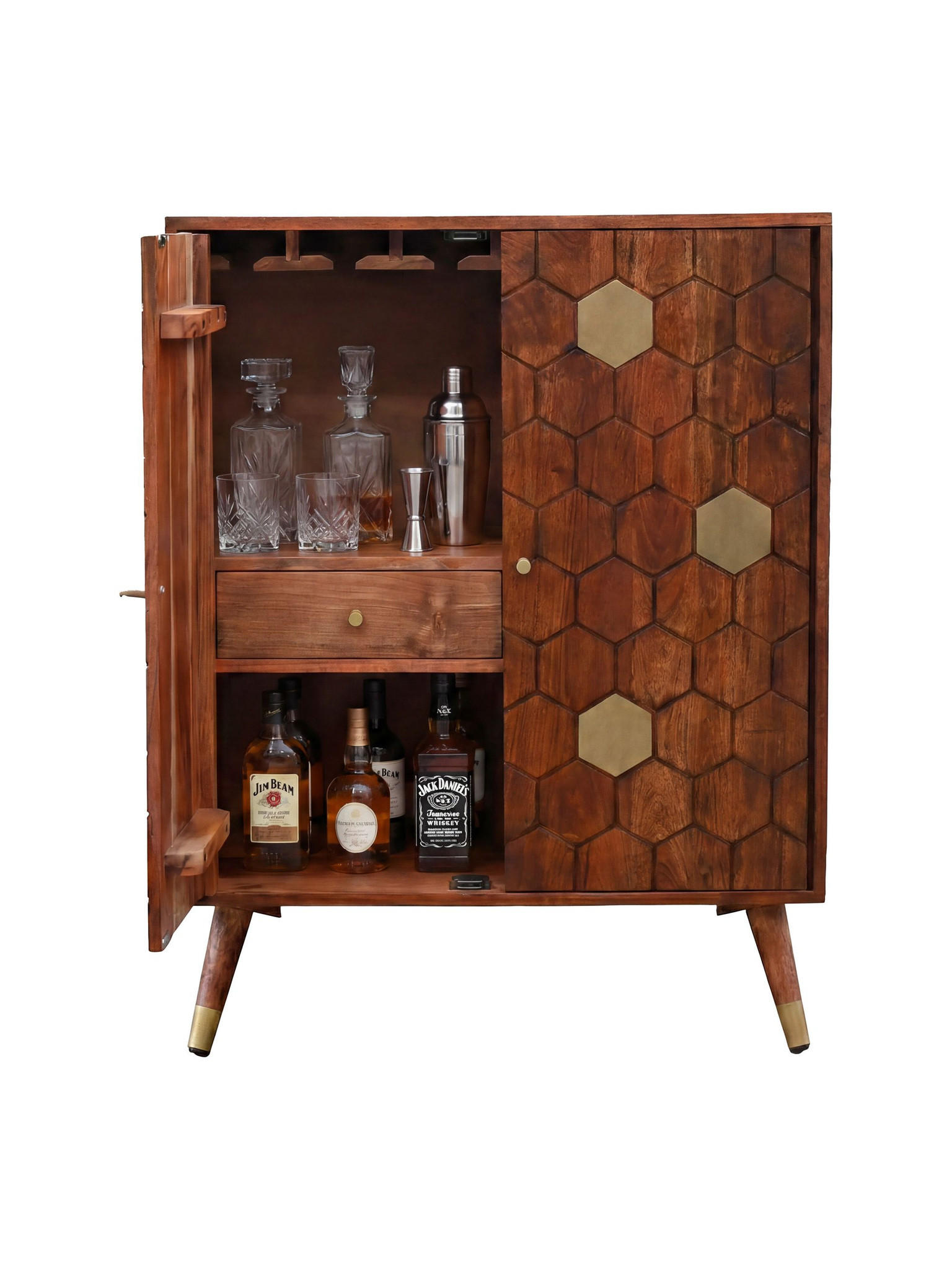 HAUSBAR ARENZANO, Akazie Massivholz, Dunkelbraun, 75 x 46 x 96 cm - Dunkelbraun/Braun, Akazienholz/Holz (75/96/46cm) - KADIMA DESIGN