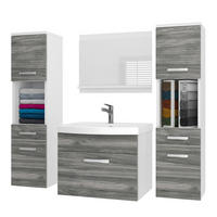BADMÖBEL Badezimmer SET PRI M6, Glamour Holz Matt, 120 cm - Silberfarben, Holz (38.7/113.5/120cm) - B BELINI GROUP