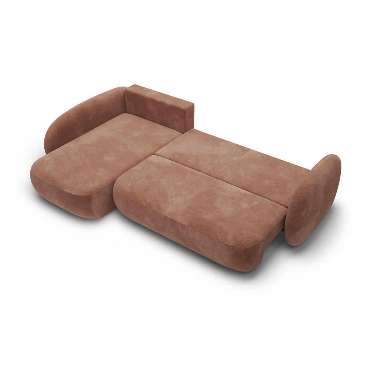 ECKSOFA AMICO II L-S Orange Geflochtener Stoff mit Schlaffunktion - Orange, Holz (289/190cm) - MASSENO