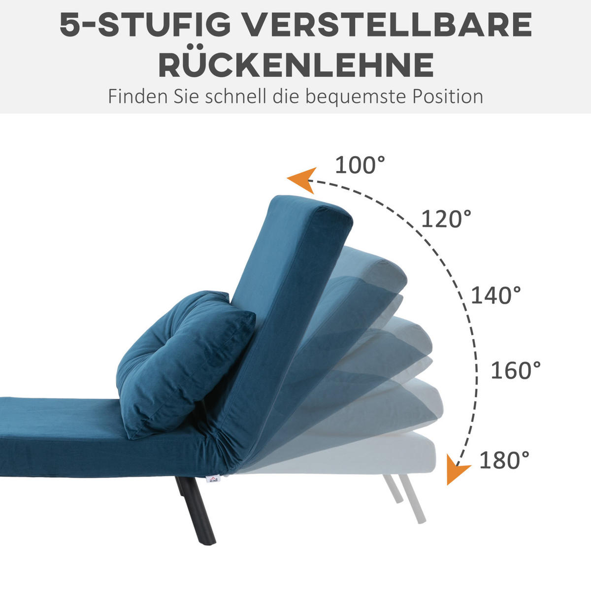 SCHLAFSESSEL 63/73/81 cm mit Liegefläche 63/185 cm – klappbar, 5-fach verstellbar - Blau, Textil (73/81/63cm) - BEAOK
