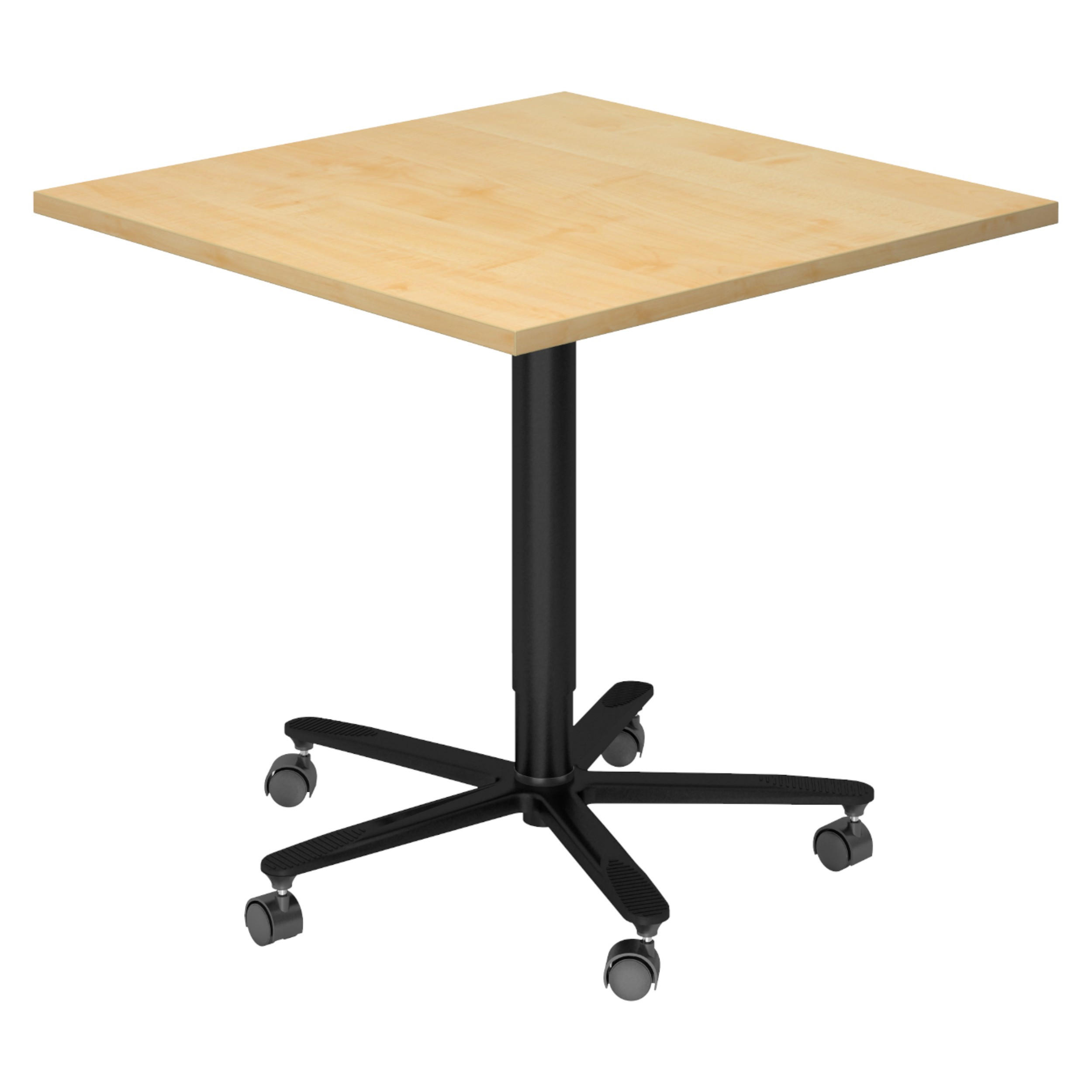 SÄULENHUBTISCH eckig ST 80/80/74 cm in Ahornfarben/schwarz - Ahornfarben/Schwarz, Holzwerkstoff (80/80/74cm) - bümö