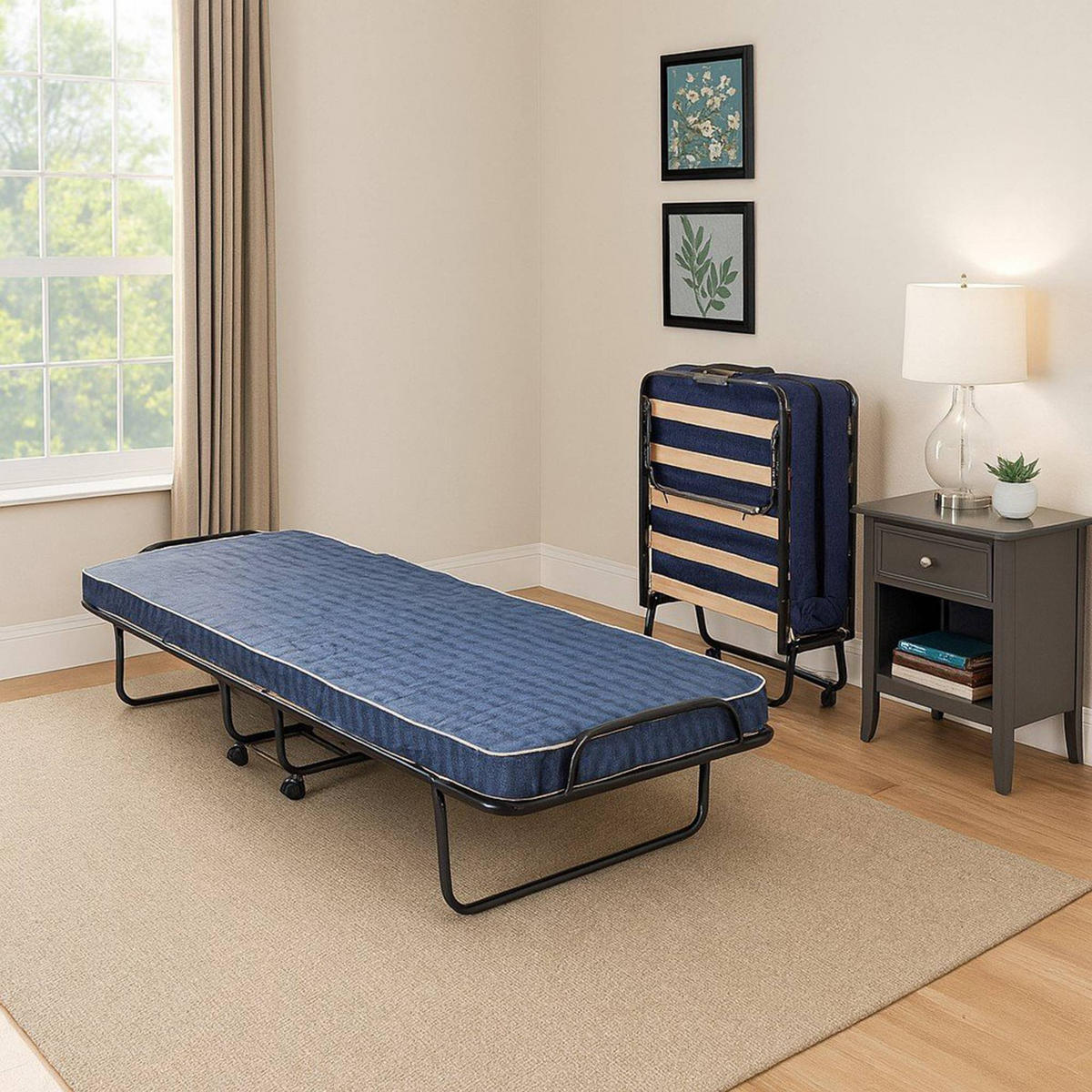 KLAPPBETT mit Matratze 80x190 - Blau, Metall (80/190cm) - Talamo Italia
