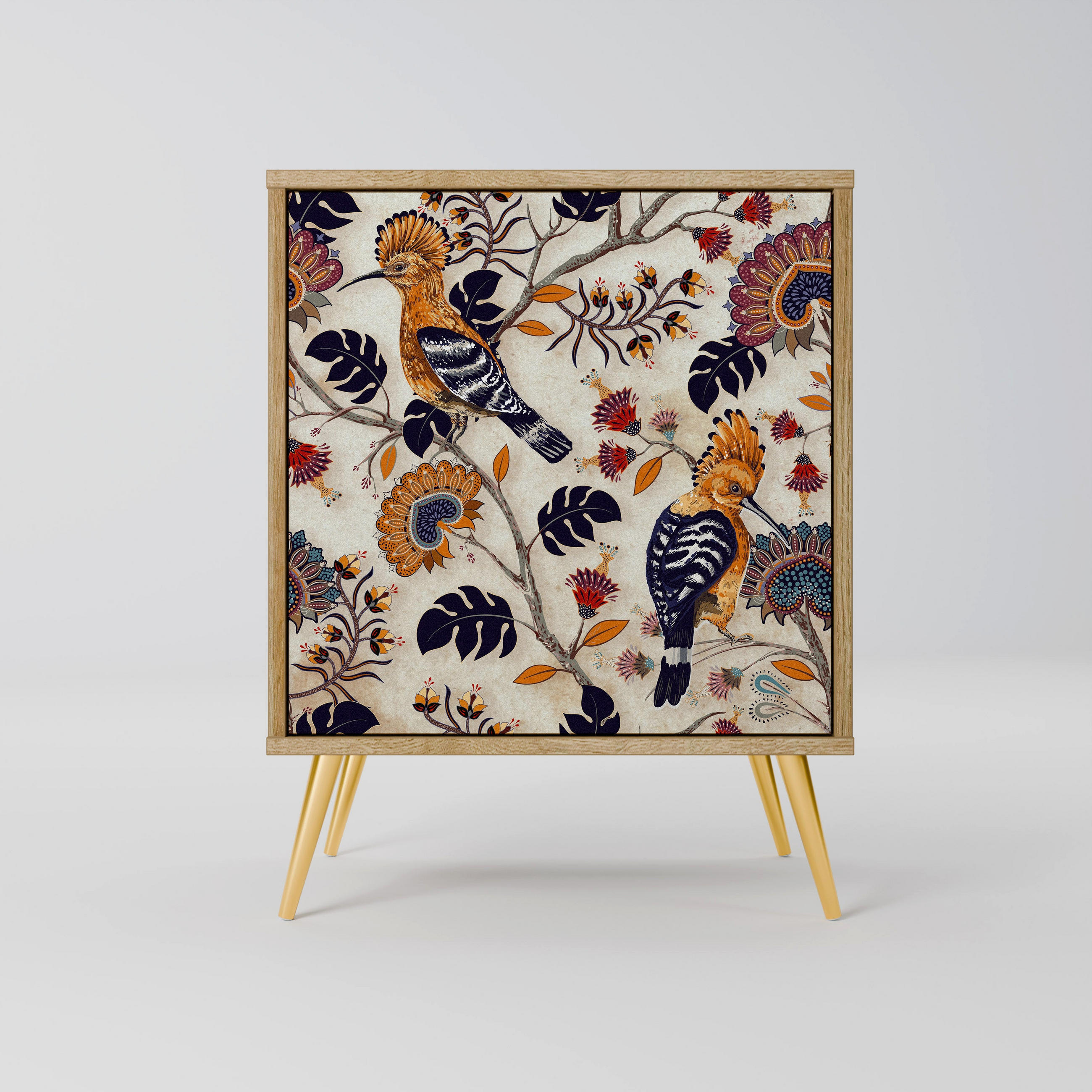 SIDEBOARD EMINENT HOOPOE, Eichefarben, 57,5x42x75,5 cm, Goldfarbene Metallfüße - Eichefarben/Goldfarben, Holzwerkstoff/Metall (57.5/75.5/42cm) - SpaceRebels
