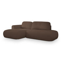 ECKSOFA NUVIRA L-S Braun Boucle-Stoff mit Schlaffunktion - Braun, Holz (274/165cm) - MASSENO