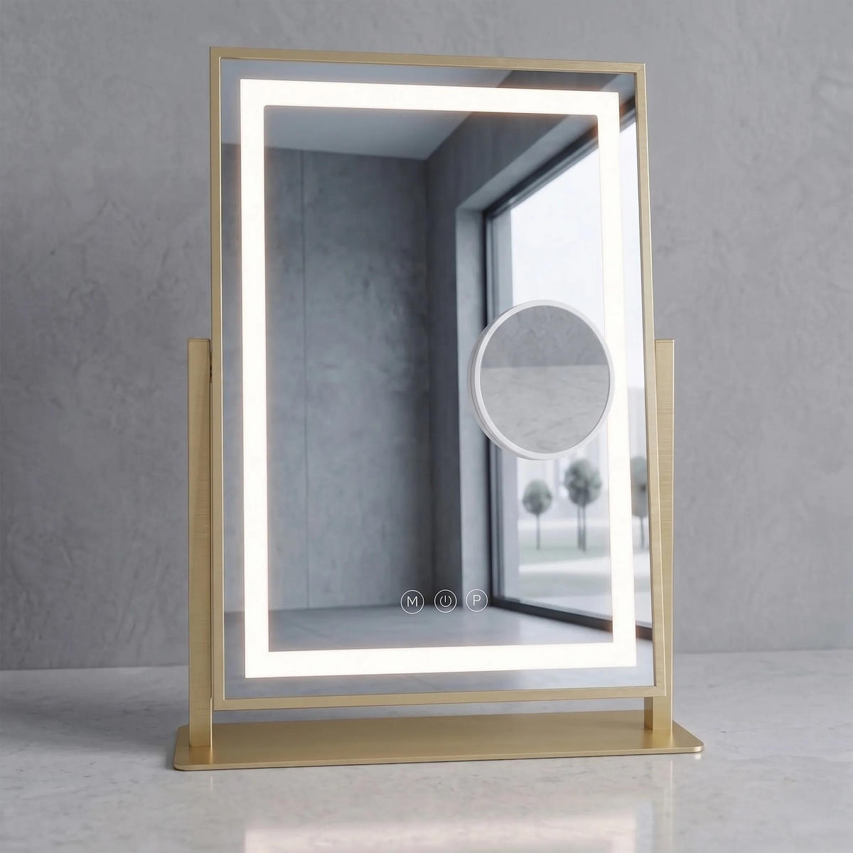 SPIEGEL Rea Led Lumi L.gold 30x40cm - Goldfarben, Metall (36.5/47.5/8.5cm) - REA