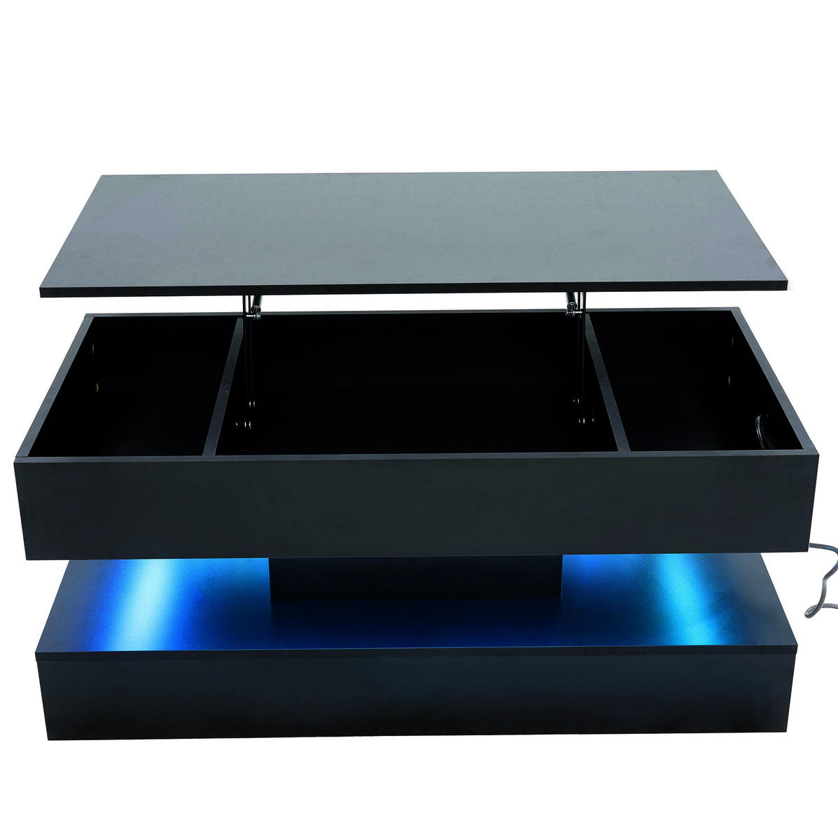 KLUB stolić, 100/50/42 cm, crni, podesive visine s LED rasvjetom i prostorom za pohranu - crna, drvni materijal (100/50/42cm) - BEAOK