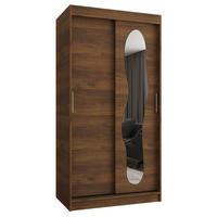 SCHIEBETÜRENSCHRANK mit Spiegel ULTRA 200/100/62 2-türig - Silberfarben/Walnussfarben, Holz (100/200/62cm) - MÖBEL KRYSPOL