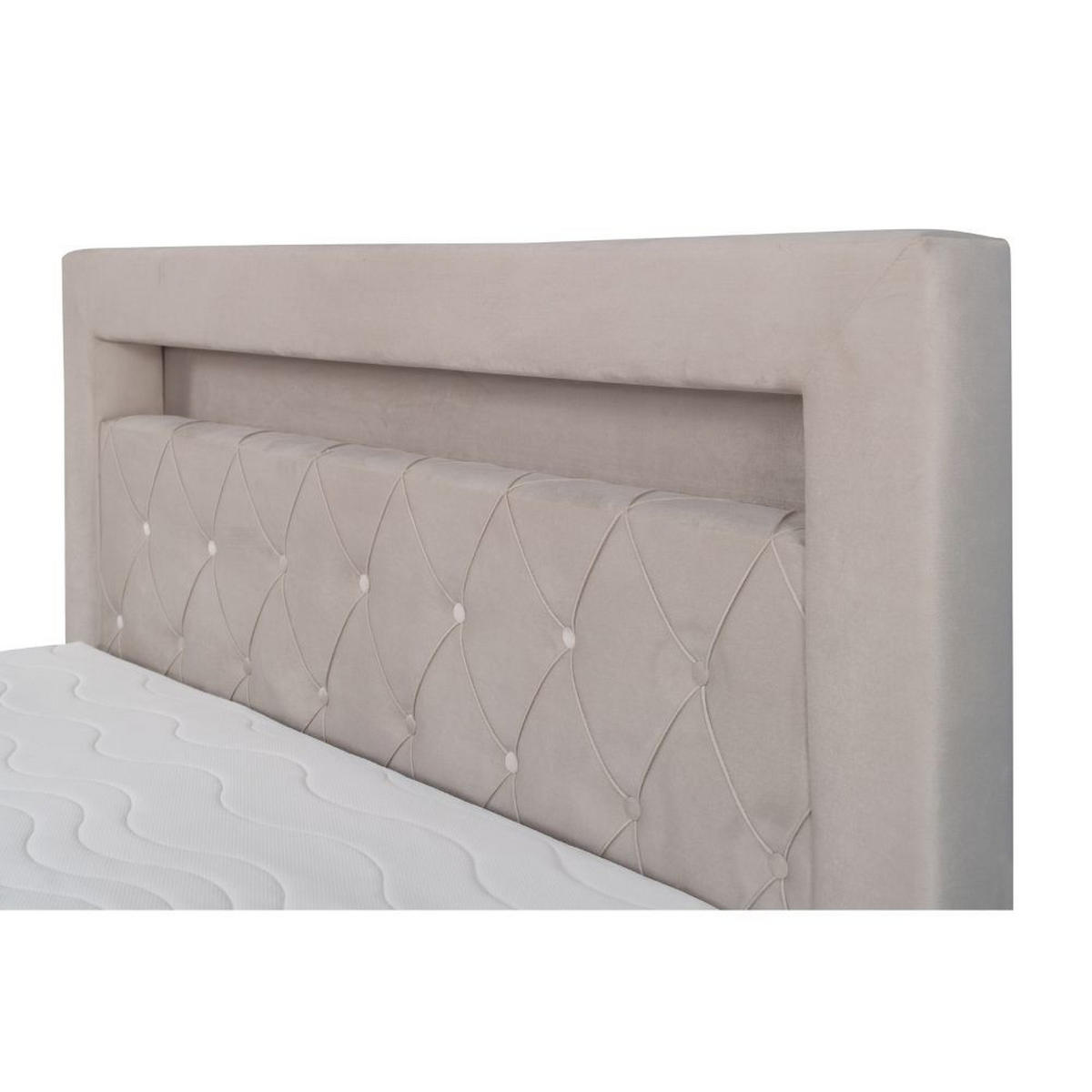 BOXBETT Lui Gold mit Bonnelmatratze, Topper, LED-Beleuchtung, 200x200, Beige - Beige, Holzwerkstoff/Kunststoff (200/200cm) - AN-Moebel 4u