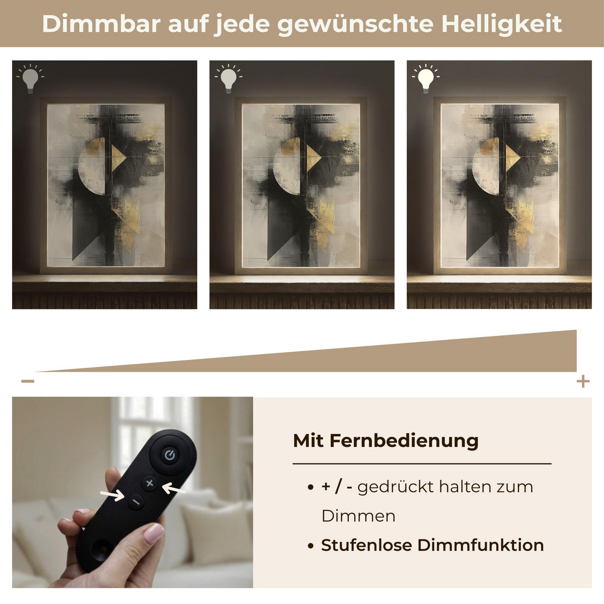WANDLEUCHTE MIT AKKU Abstrakt - Schwarz - Farbe - Modern 30x40 cm - Grau, Holzwerkstoff (30/40/8cm) - OnlyWow