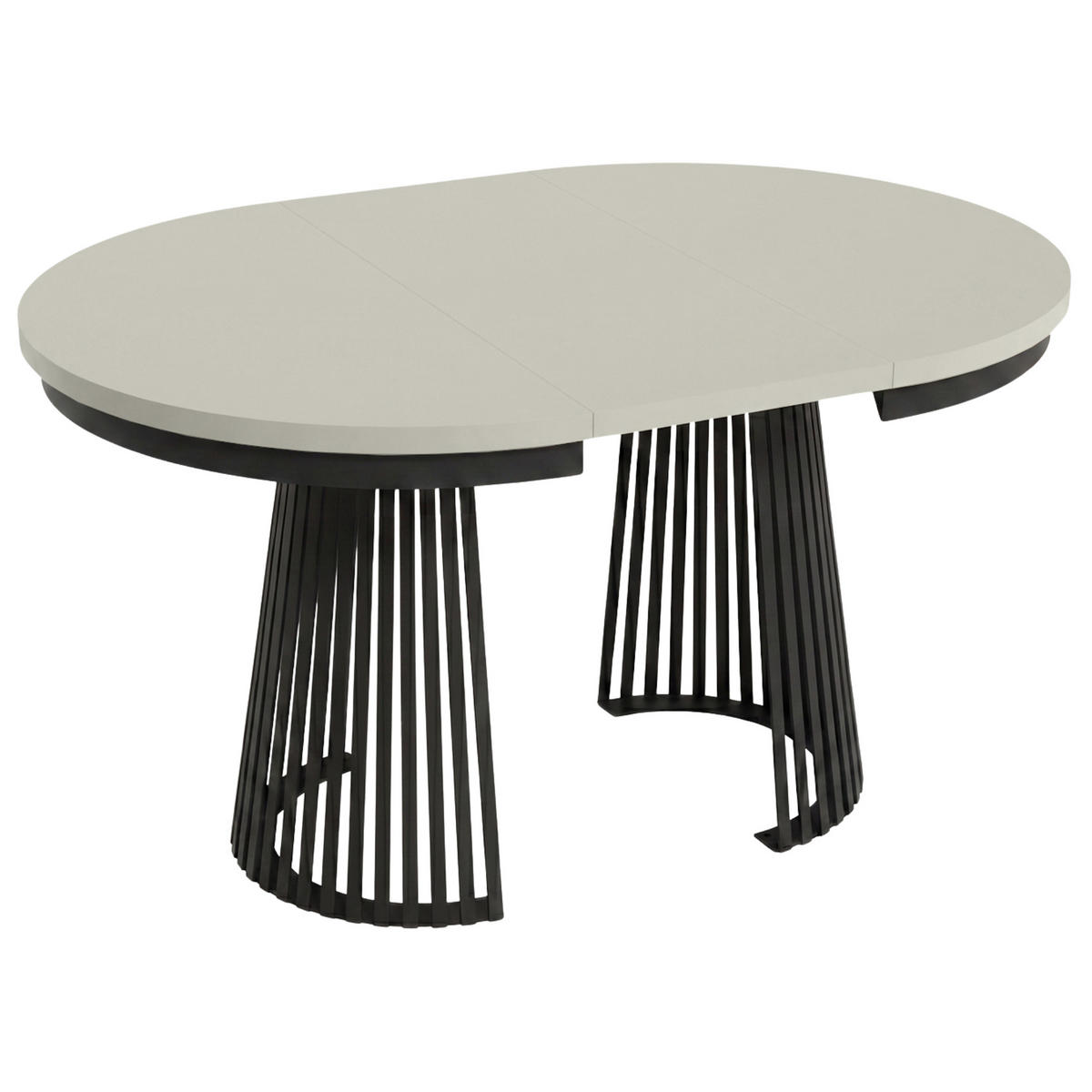 ESSTISCH Lumi im Loft-Stil, ausziehbar Ø 120–200 cm, Metallbeinen, Schwarz+Kaschmir - Kaschmir/Schwarz, Metall (120/120/77cm) - Beautysofa