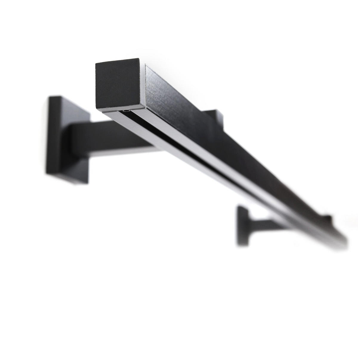 GARDINENSCHIENE 1-lauf Cube - Schwarz, Metall (60cm) - Deco-Raum