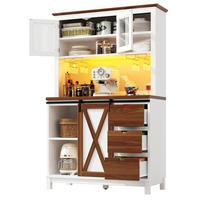 VISOKI element, 104/40/180 cm, MDF/metal/staklo bijeli, s LED rasvjetom i kliznim vratima - bijela, staklo (104/180/40cm) - BEAOK