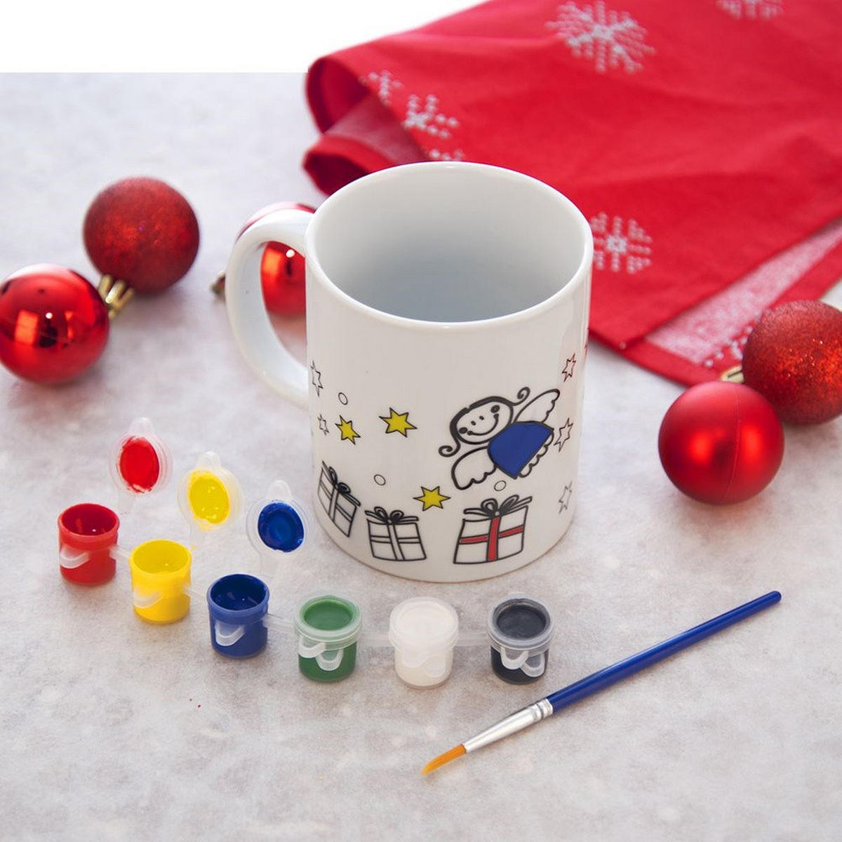 MALBECHER WEIHNACHTSBAUM, Porzellan, weiß, 350 ml - Multicolor, Keramik (0.35L) - Orion 