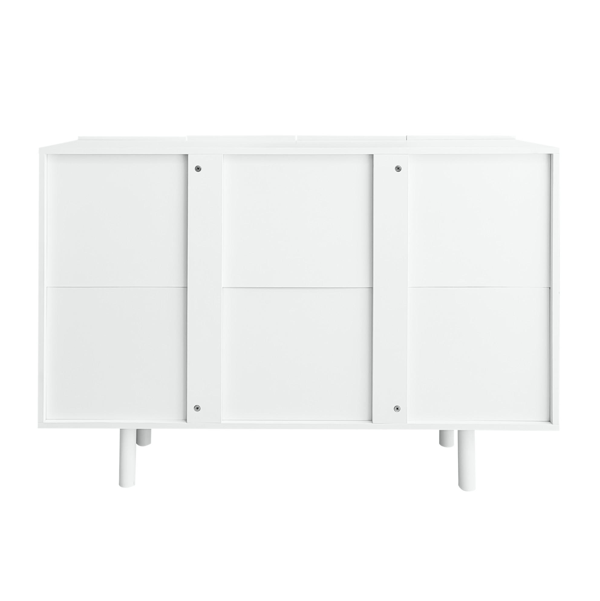 SIDEBOARD 120/37,5/80,8 cm mit 4 Türen in Weiß mit geschnitzter Front - Weiß, Holzwerkstoff (120/80.8/37.5cm) - BEAOK