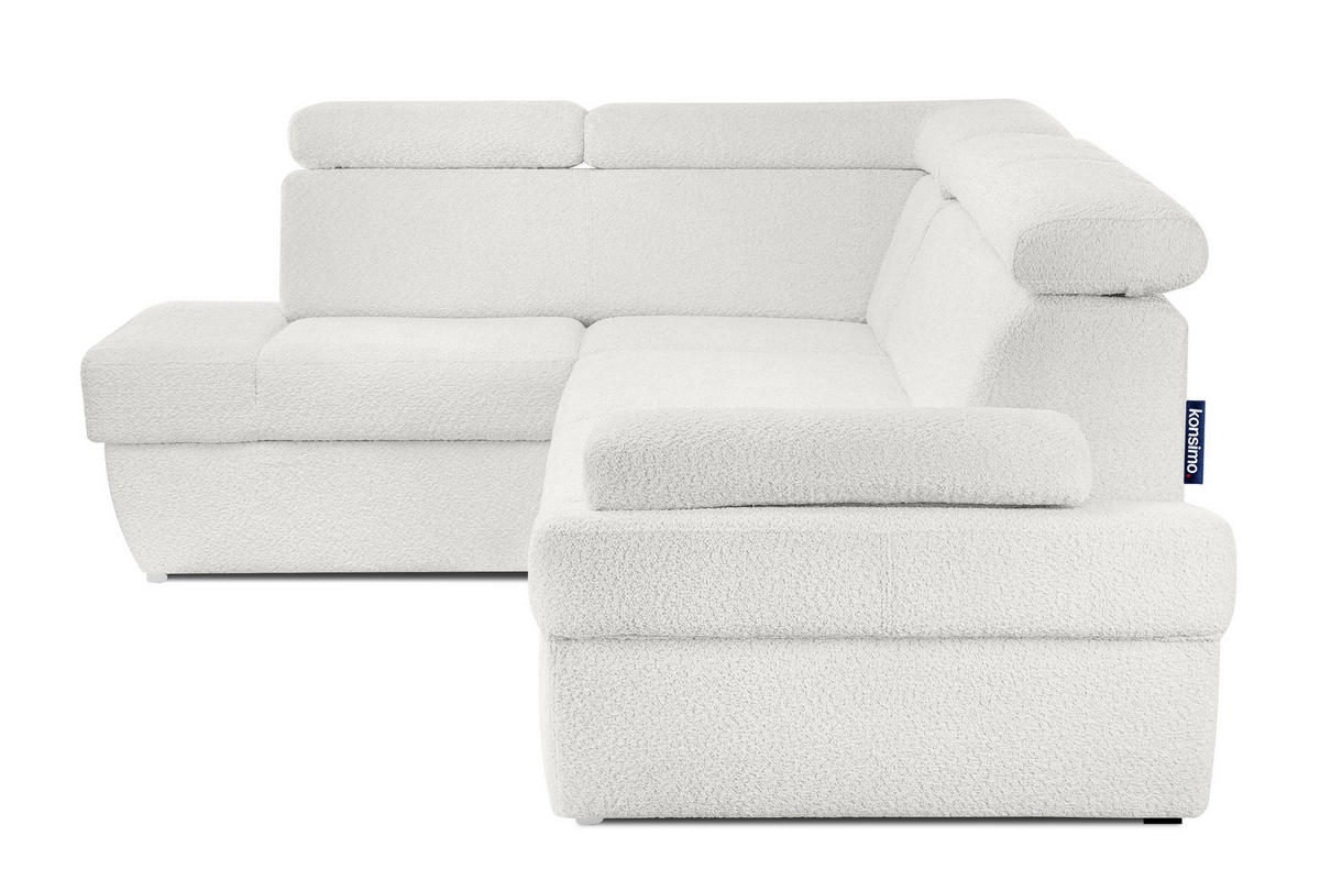 SCHLAFECKSOFA RATLO links 4/5-Sitzer mit Bettkasten, Cremeweiß - Silberfarben/Creme, Textil (270/190cm) - KONSIMO®